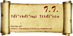 Tárkányi Titánia névjegykártya